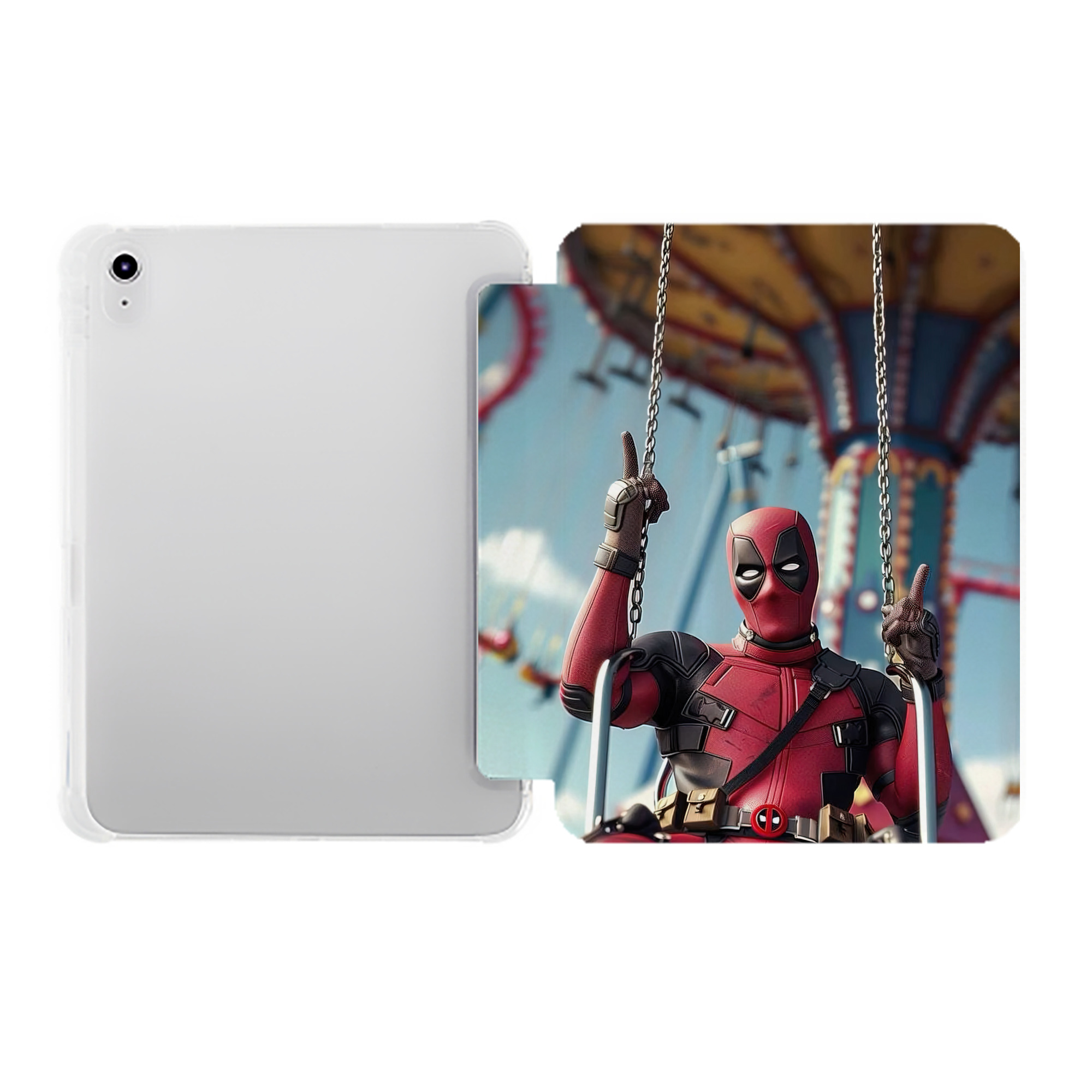 （画像用） Deadpool デッドプール IPad ケース ペン収納付き 三つ折りスタンド PUレザー×シリコン 対応機種9.5/10.5/10.9インチ